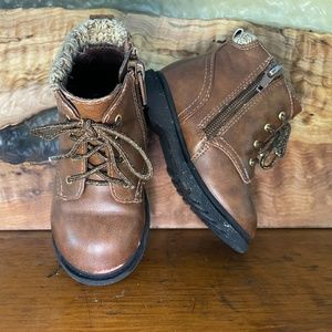 Wonder Nation Brown Leather Baby Girl Boots Size 6
